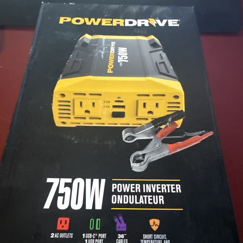 PowerDrive PWD750 750 Watt Power Inverter -12v DC to 110v AC Car Converter wi...