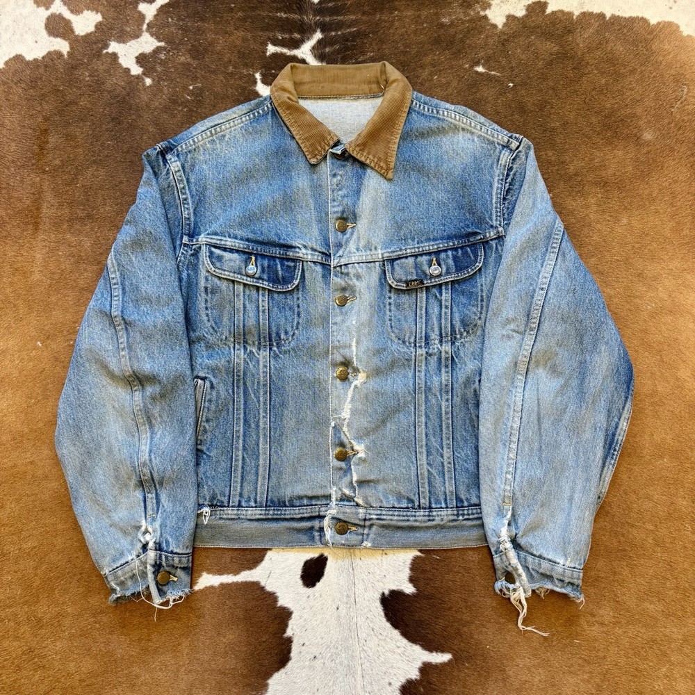 Vintage 70s/80s Lee Storm Rider Denim Jacket Size Large Made In USA Distressed