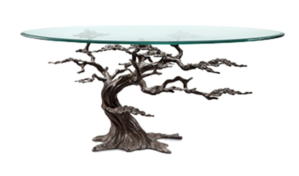 Cypress Tree Aluminum and Glass Coffee Table
