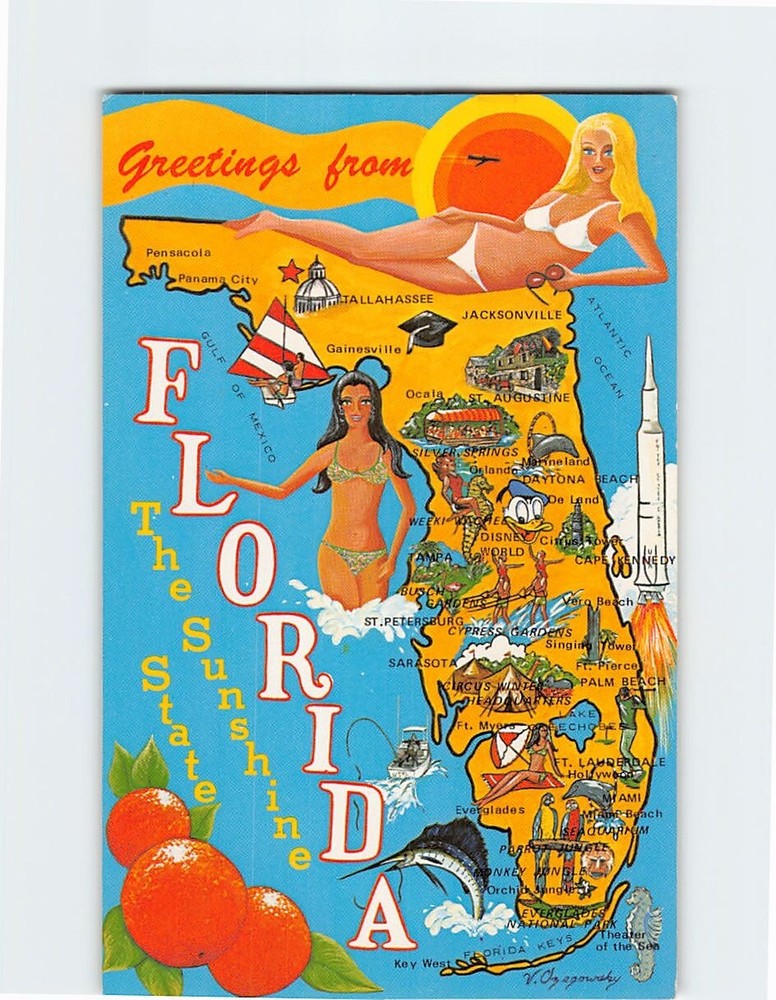 Postcard The Sunshine State Greetings from Florida USA