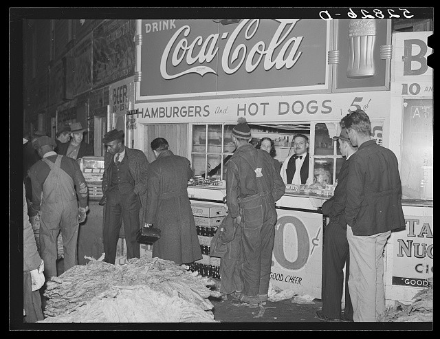 Durham North Carolina 1939 Tobacco Auction Farmers at Coca-Cola Stand