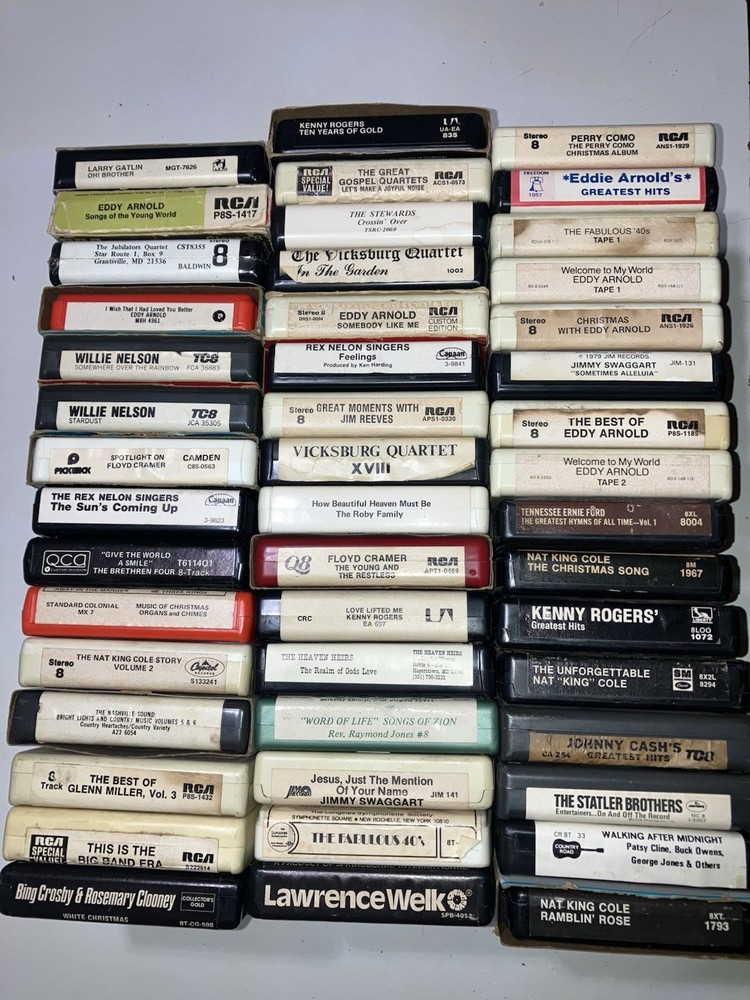 Vintage 8-Track Tape Cartridges Mixed Lot Of 47 Tapes Untested