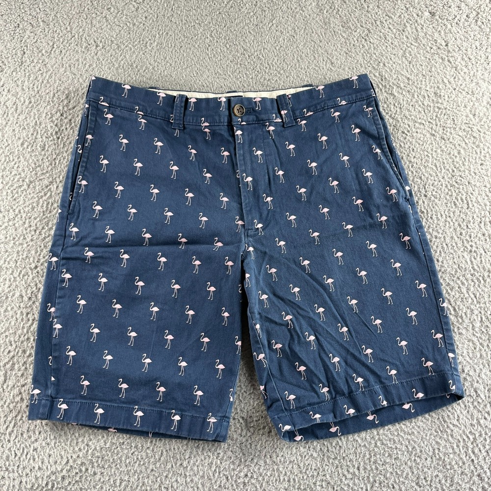 J. Crew Shorts Mens 32 (Fits 33) Blue Chino Flamingos 9