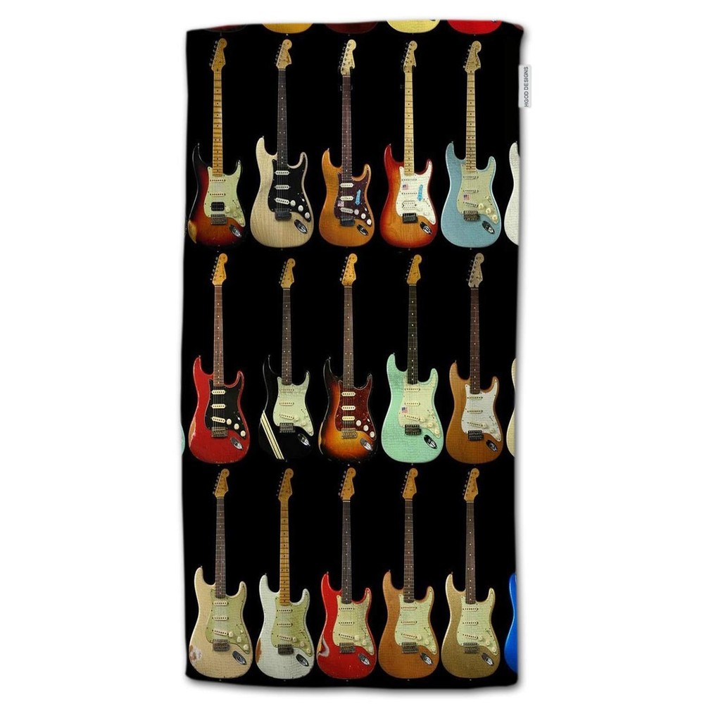 Abstract Musical Guitar Hand Towel - 100% Cotton Soft Bath Towel for Kitchen or Bath-image