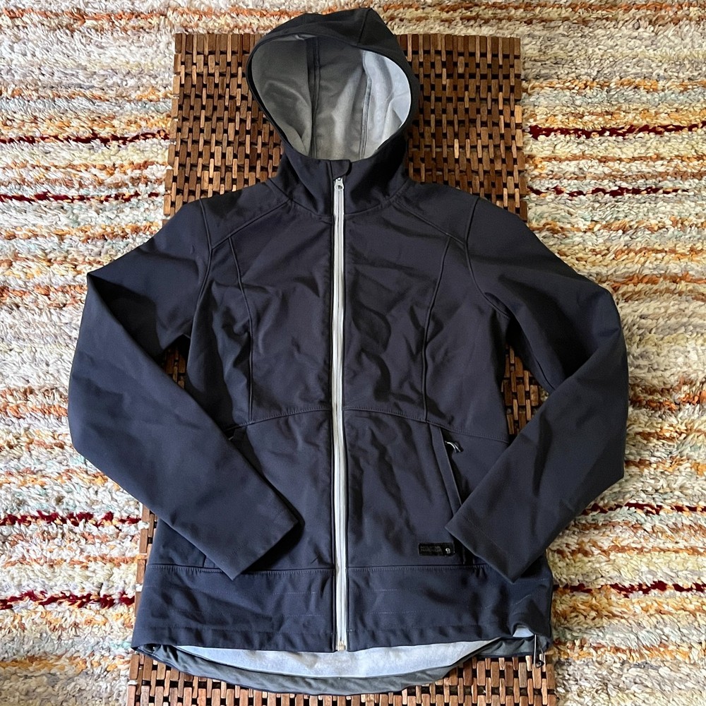 Mountain Hardwear Soft Shell Hoodie Hoody Jacket Blue Grey Women's Small S