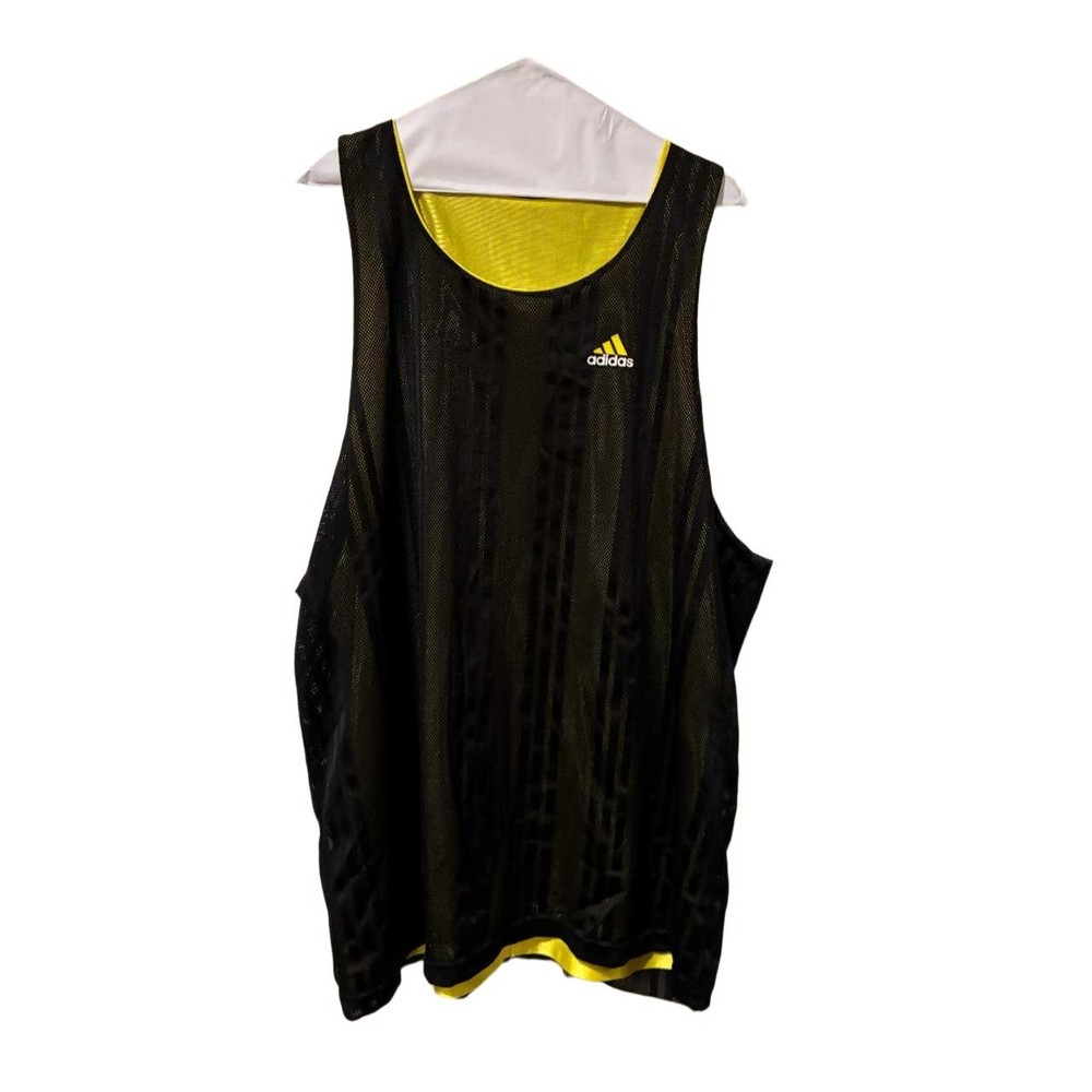 Adidas Reversible Basketball Jersey Tank Top Black Yellow Mesh Mens XL