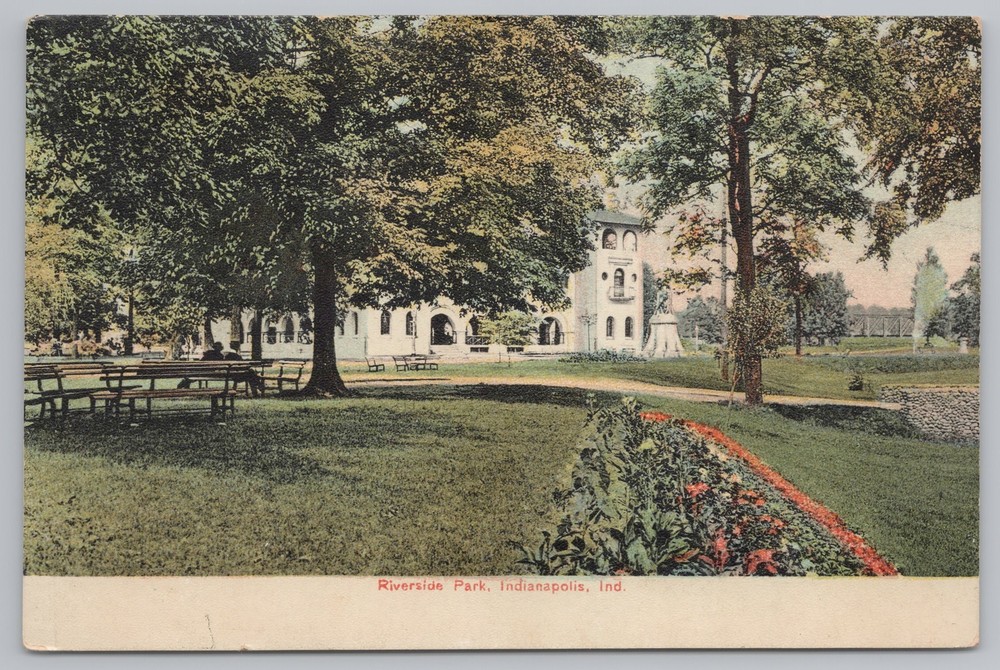 State View~Indianapolis Indiana~Riverside Park~Vintage Postcard