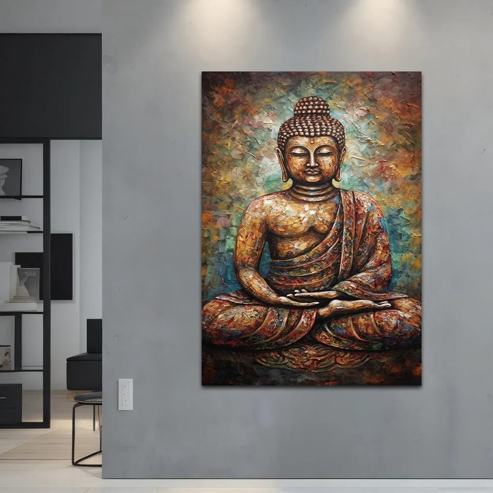 Buddha Meditation Vibrant Art Abstract Unframed Canvas Print Australian Wall Art