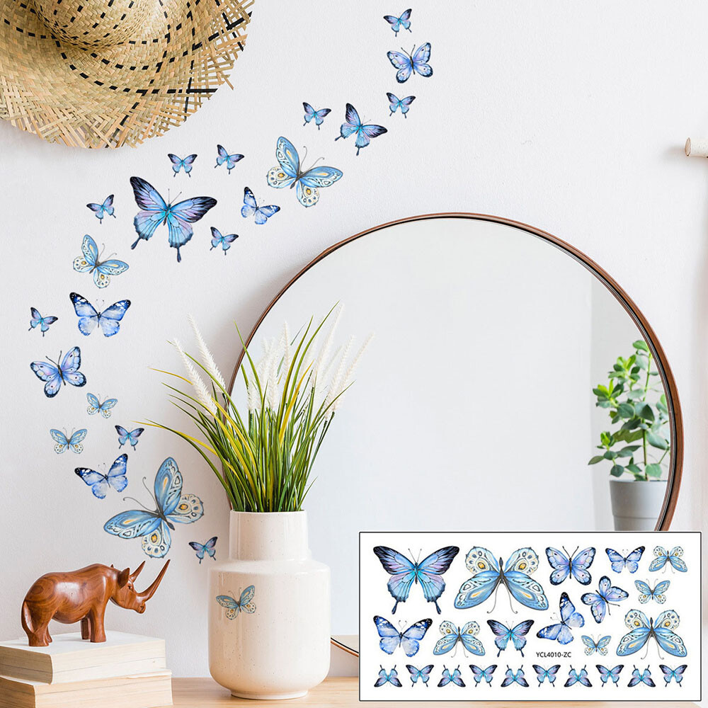 Glow in the Dark Blue Butterfly Wall Stickers PVC Home Decor