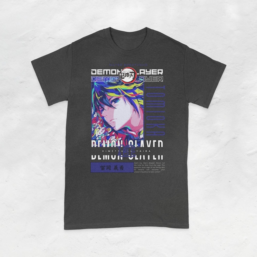 Tomioka Giyu Water Hashira T-Shirt Demon Slayer Anime Pillar Unisex Black S-5XL