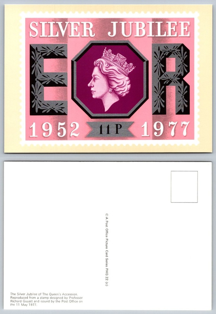 1977 Queen Elizabeth II Silver Jubilee Stamp Design Postcard UK Royal
