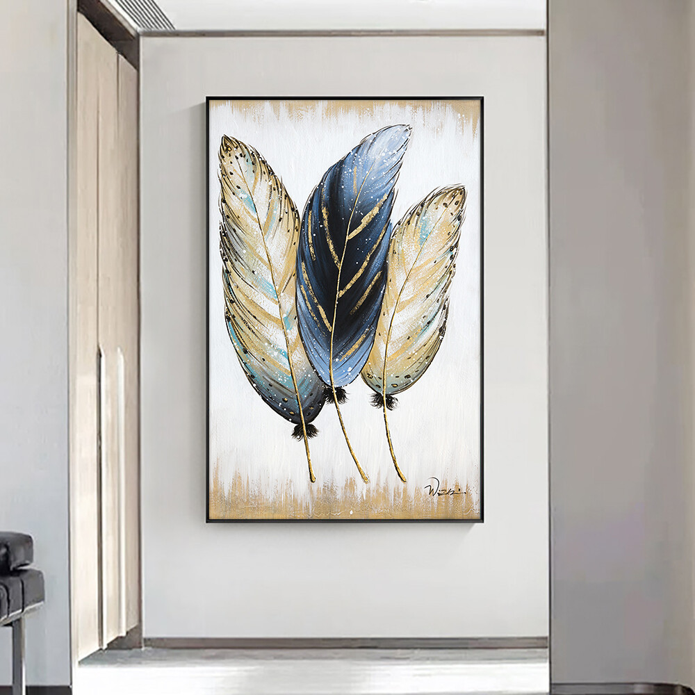 feather Handmade Abstract Modern Wall Art Painting For Living Room no frame