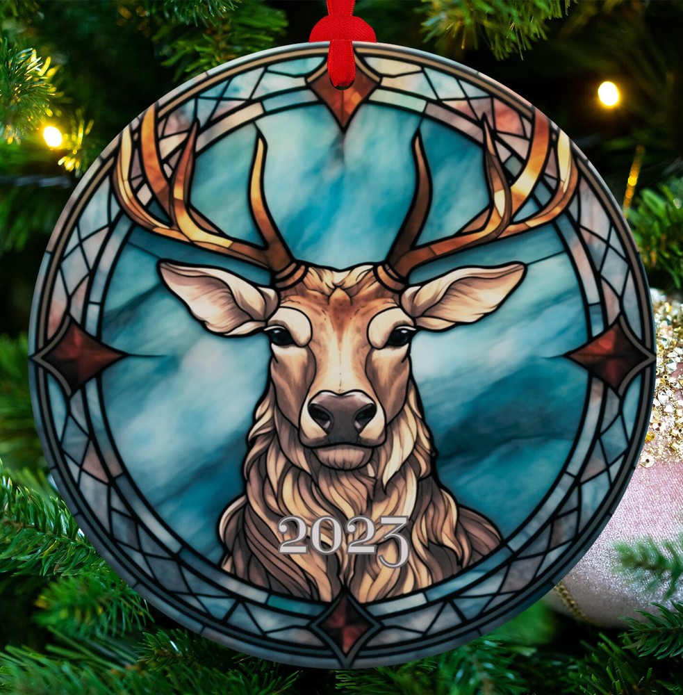 Ceramic Deer Ornament Reindeer Ornament Christmas Decoration Holiday Gift Idea