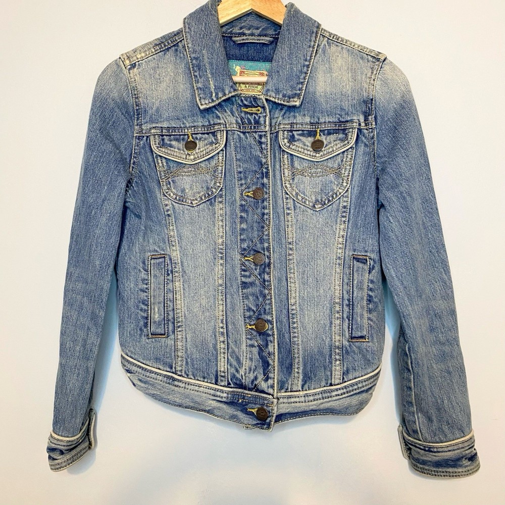 VTG Abercrombie & Fitch Women’s Jacket Distressed Western Denim Trucker Sz M