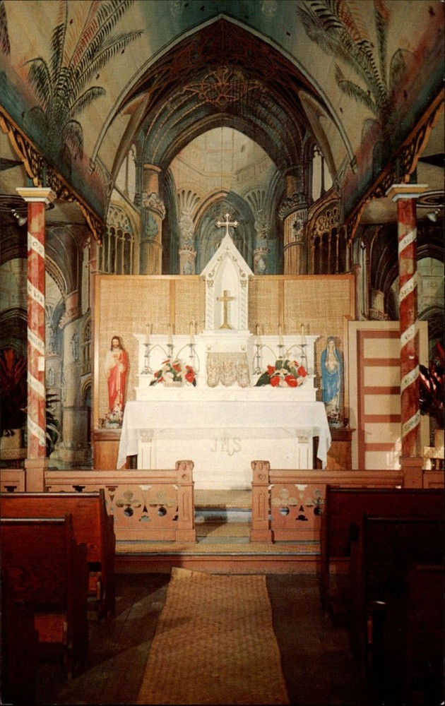St Benedict's Catholic Church Honaunau Kona Hawaii ~ 1950-60s vintage postcard