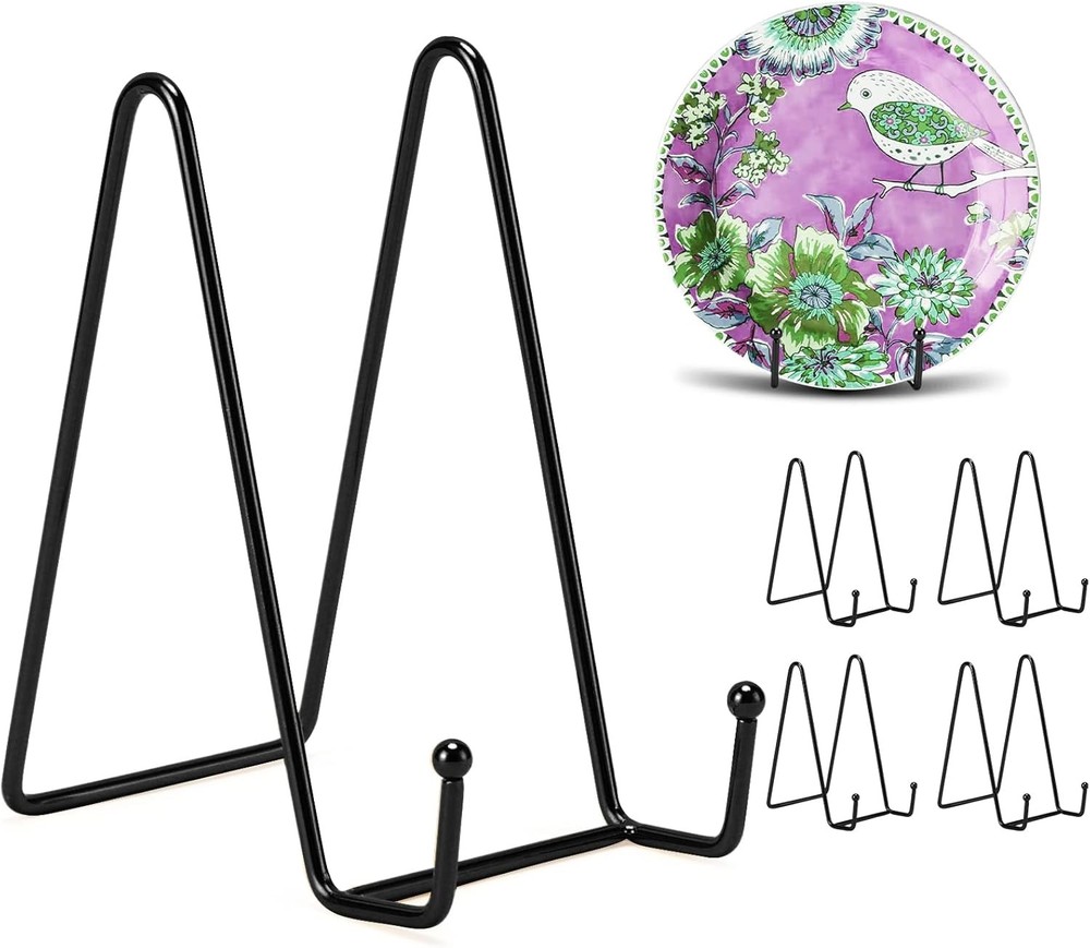 Kruodop 6 Inch Black Plate Stands for Display - 5 Pack