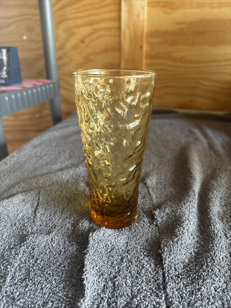 Vtg Pair of Anchor Hocking Lido Milano Honey Gold Glasses-Tumblers-