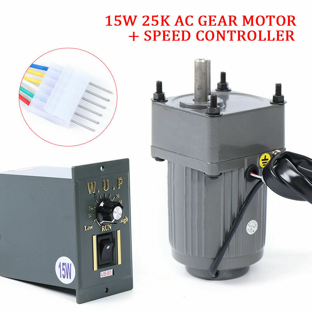 Adjustable Speed Motor AC Gear Motor Reversible 110V 15W 25K+Controller single