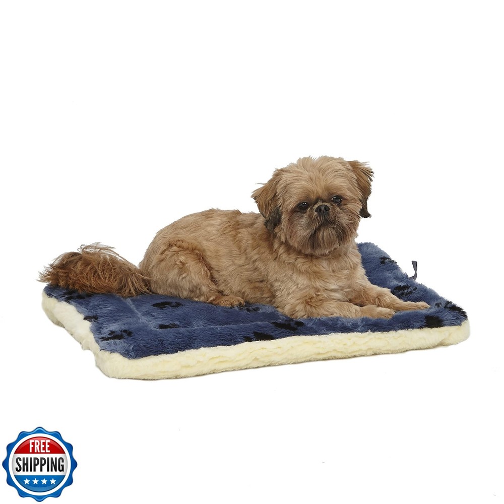 MidWest Homes Reversible Blue Cream Paw Print Dog Bed for Pets