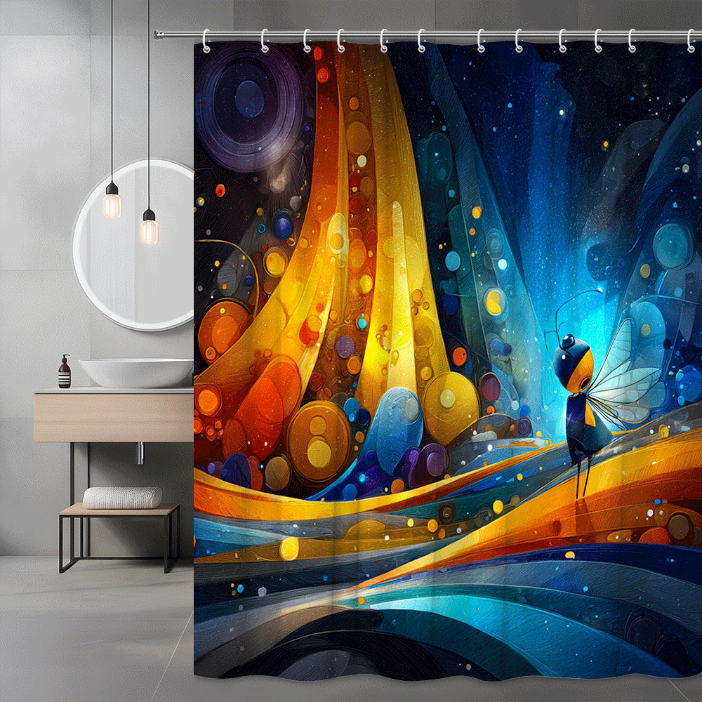 Abstract Fairy Art Shower Curtain Blue Orange Graphic Print