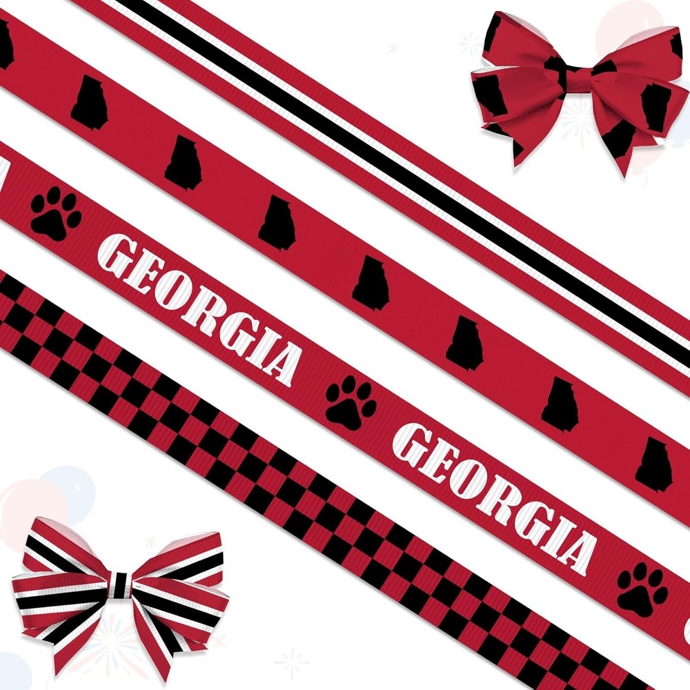 4 Rolls 10 Yards Georgia Ribbons 3/8