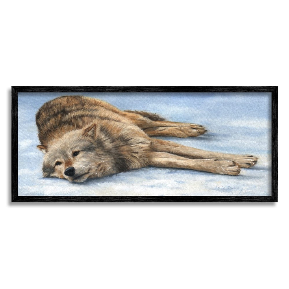 Coyote Wolf Resting Snowy Landscape Woodland Wildlife Framed Wall Art, Design...