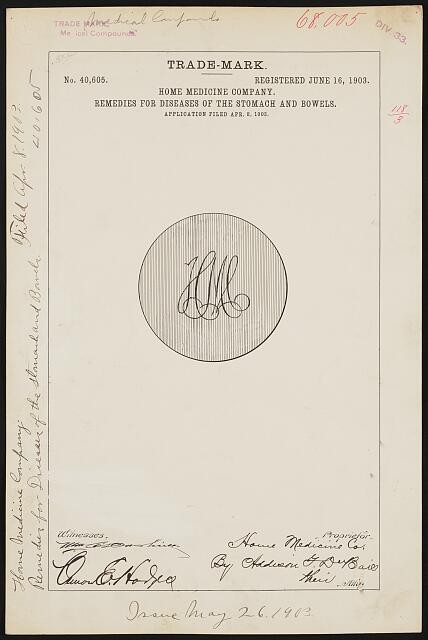 Home Medicine Company HMC monogram Logo brand Remedies Diseases Stomach Bowels