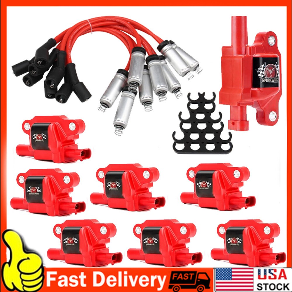 High-Performance 8 Ignition Coil & Spark Plug Wire Set for Chevy Silverado 1500 GMC 5.3L 6.0L 6.2L
