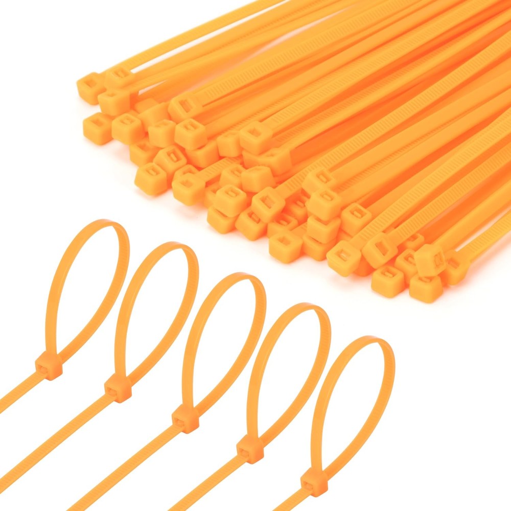 6 Inch Orange Zip Ties 1000 PCS Heavy Duty 18 Lbs Nylon PA66 for Small Medium Bundling