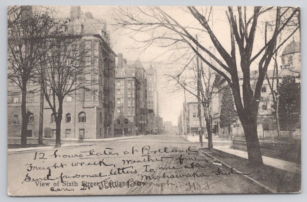 Sixth Street Portland Oregon Postcard 1910 Y.M.C.A. Seattle Postmark