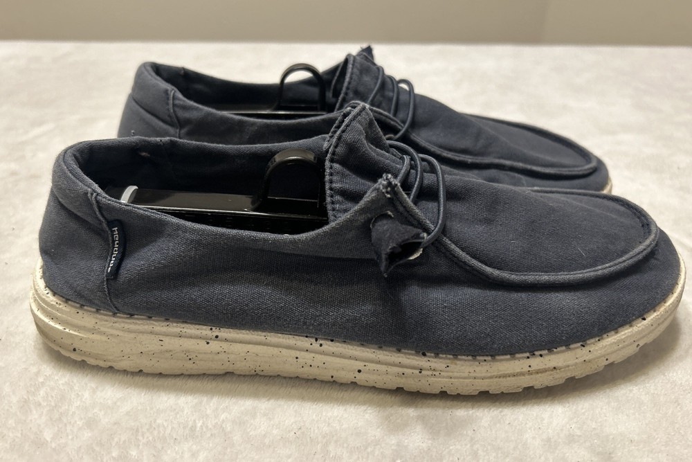 Hey Dude Shoes Women’s Size 10 Blue White Wendy Canvas Slip On Casual Loafers