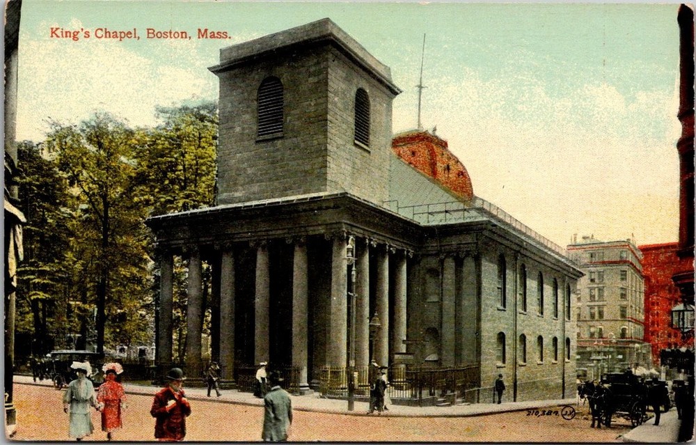 King's Chapel Boston Mass. Vintage Postcard Leighton & Valentine