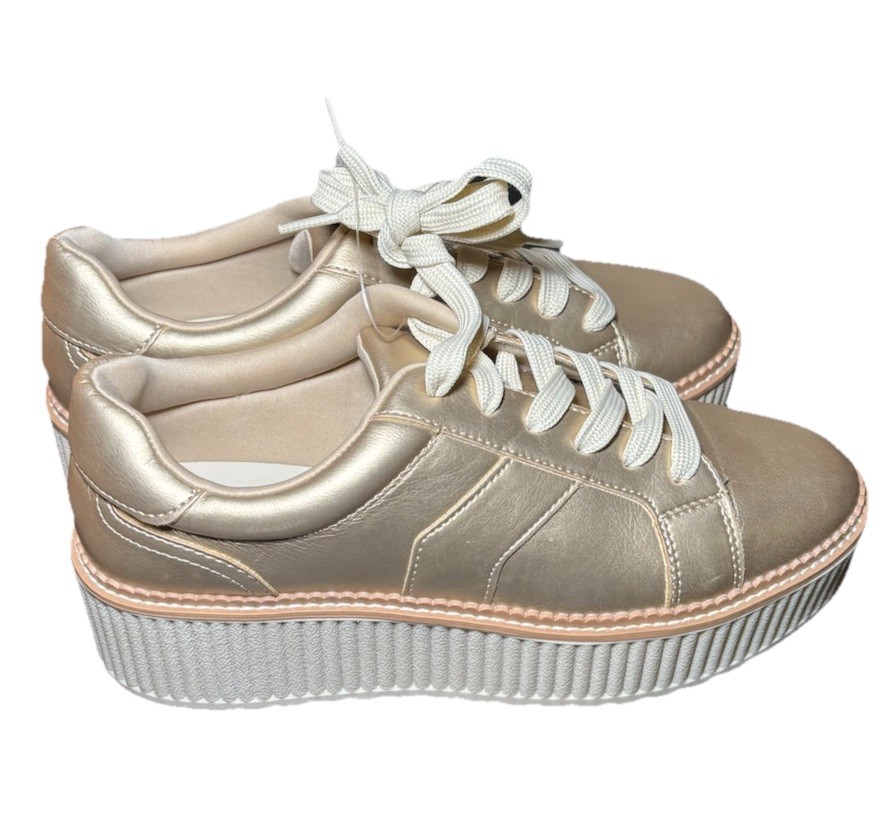 Dolce Vita Sz 8.5 Bubbles Gold Lace-Up Sneakers Women’s Casual Fashion Shoes