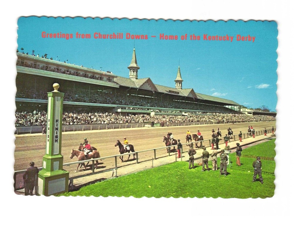 Greetings from Churchill Downs home of the Kentucky Derby vintage postcard unp