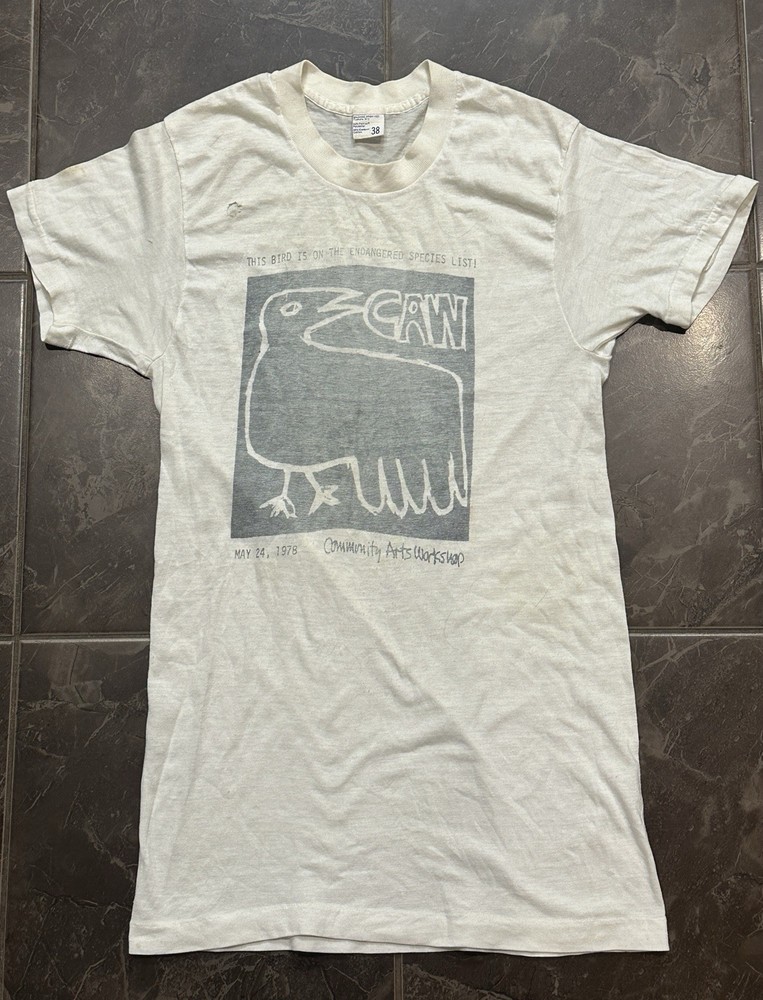 Vintage 1970s This Bird Is On The Endangered List White Shirt Size 38