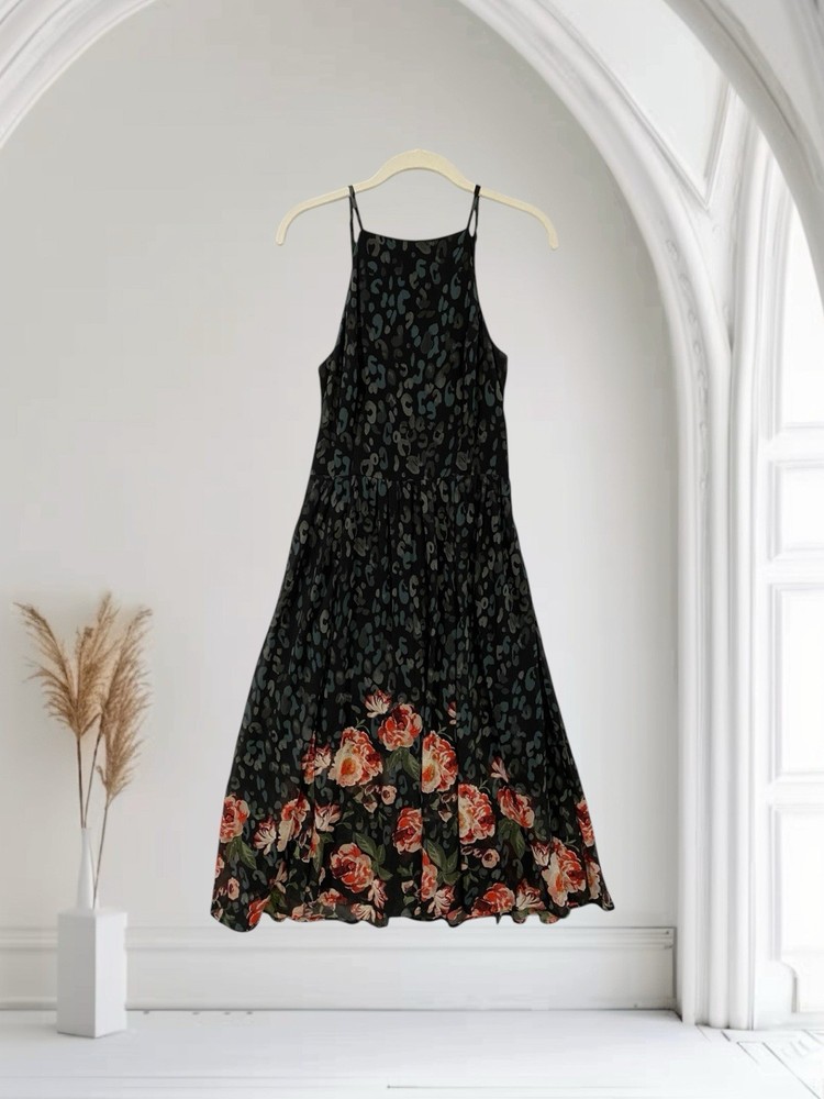 Abercrombie & Fitch Women’s Animal Print Floral Dress Size Small Fall Boho Chic