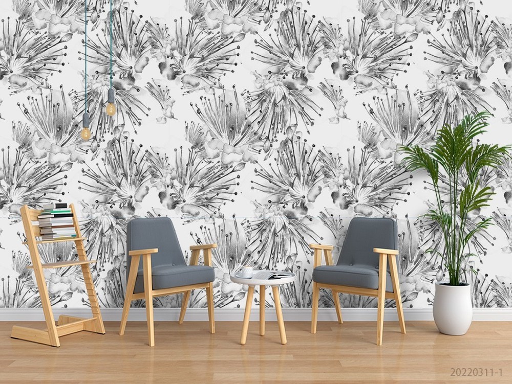 3D Hand Drawn Flowers Pattern Wall Murals Wallpaper Murals Wall Sticker