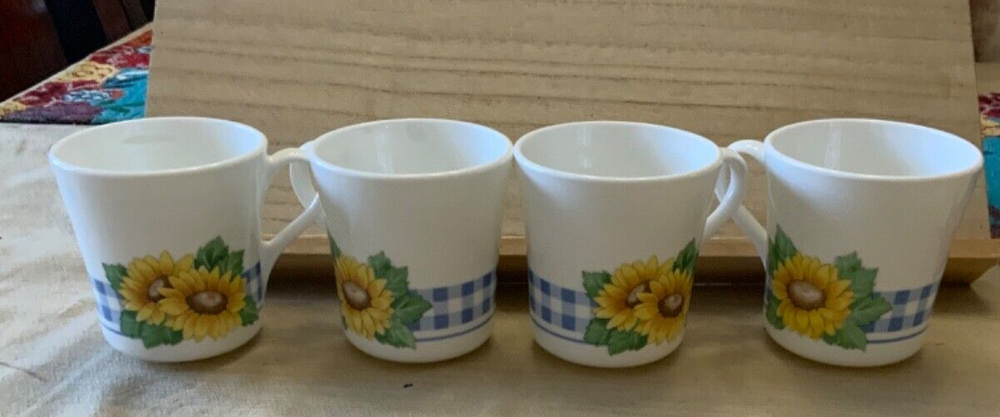 Set 4 Corningware Corelle Sunsations Sunflower Cup Mug Corning Ware Coffee Tea