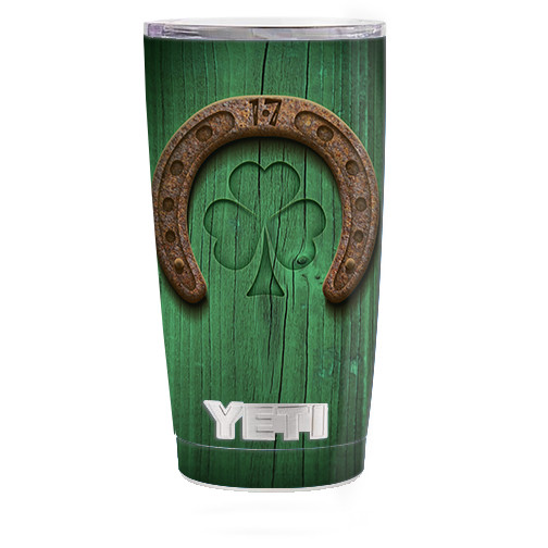 Skin Decal for Yeti 20 oz Rambler Tumbler Cup / Lucky Horseshoe, Irish
