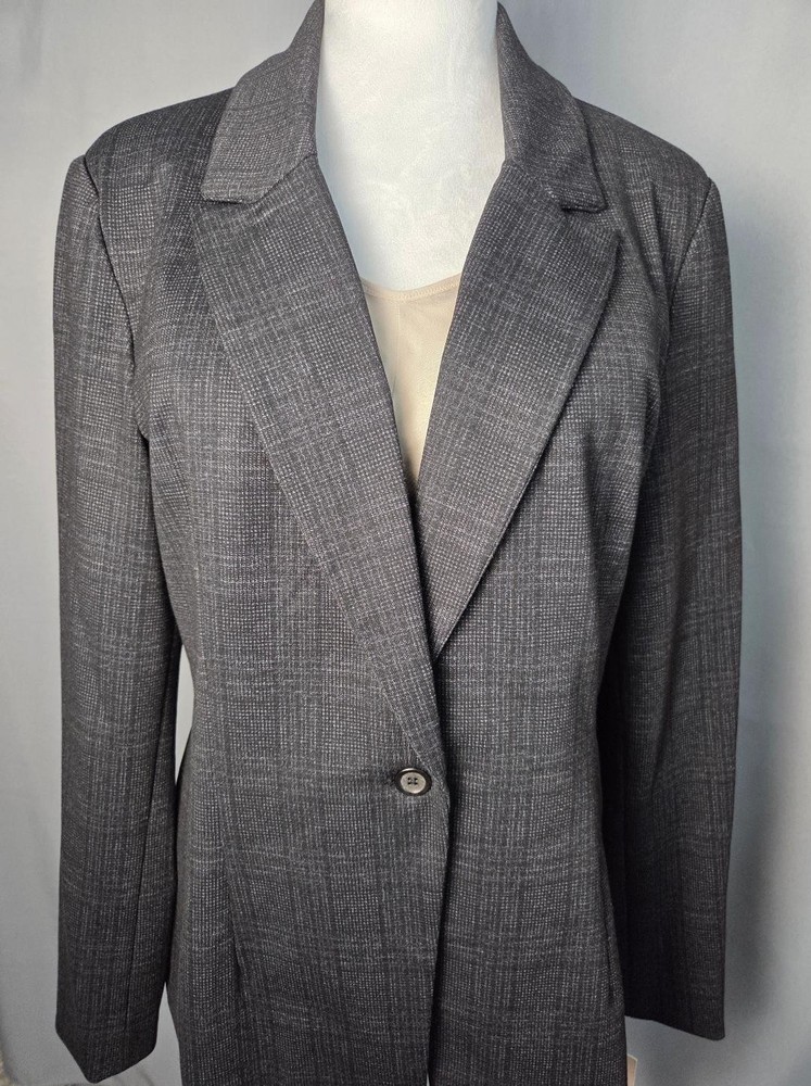 Nanette Lepore Blazer Women’s Size 14 Black Grey Fitted Lined Classic Style NWT