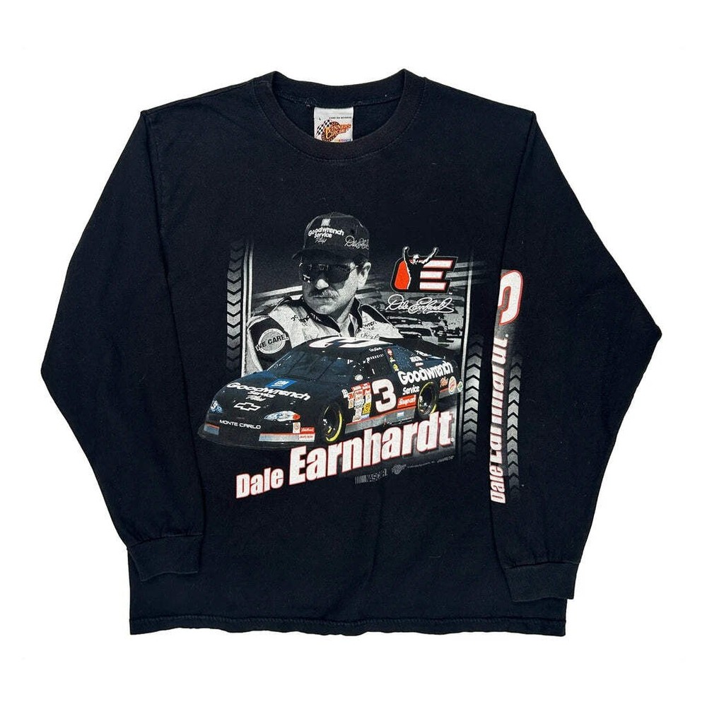 Dale Earnhardt Winners Circle Nascar Long Sleeve T-Shirt - Large Black Cotton