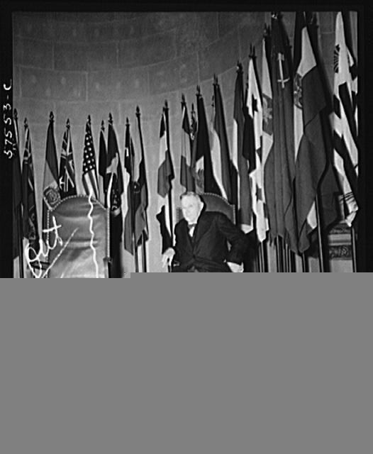 Photo:Franklin D Roosevelt Washington DC 1940s Flags Ceremony Inside