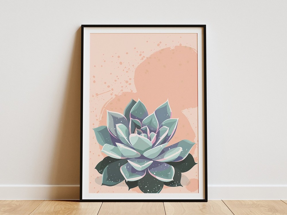 Succulent Plant Poster Minimalist Boho Wall Art Modern Plant Print Home Decor