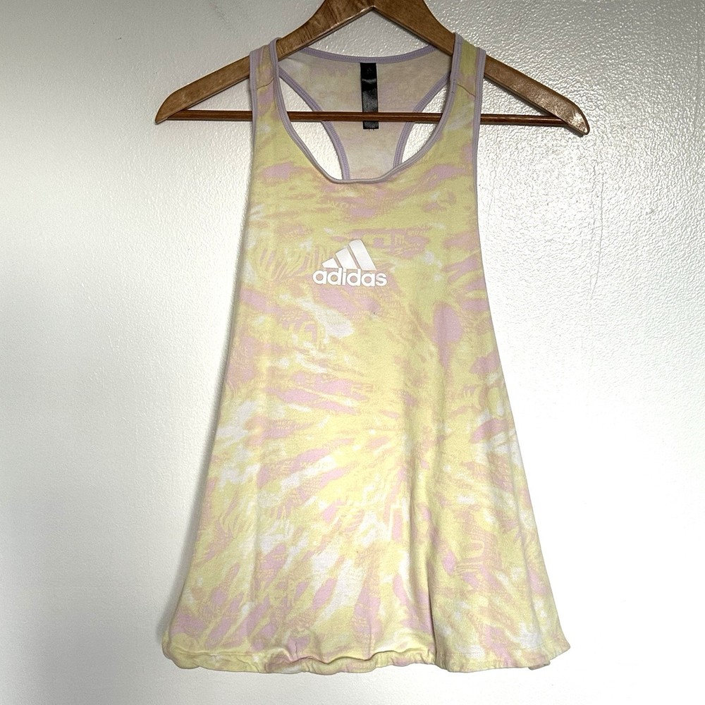 Adidas Plus Tank Top Women’s 3X Yellow Pink Sleeveless Athletic Workout Gym