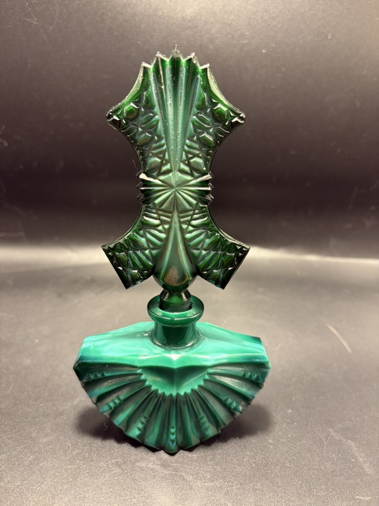 Ingrid Schlevogt Czechoslovakia Art Deco Malachite Perfume Bottle With stopper