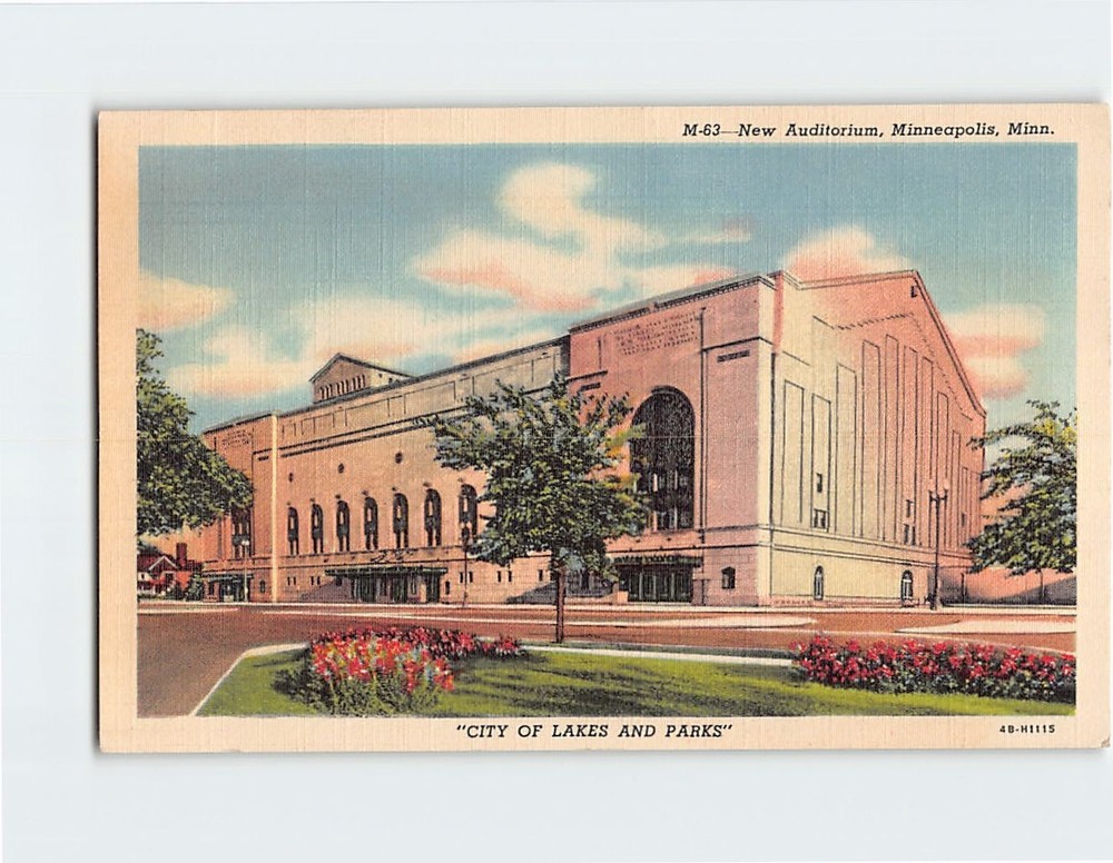 Postcard Auditorium City Of Lakes And Parks Minneapolis Minnesota USA