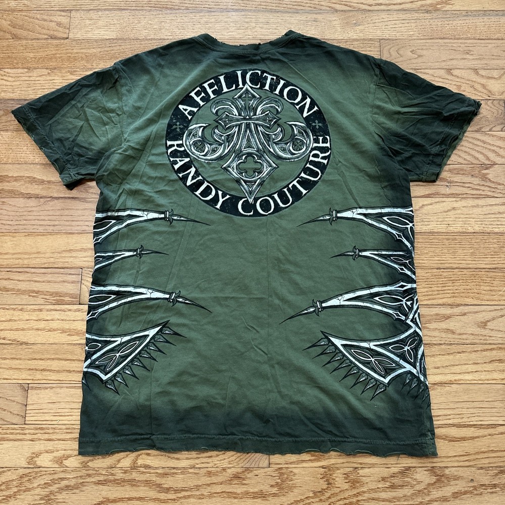 Affliction Signature Series Randy Couture Wrap Around Y2K T-Shirt Men’s S Grunge