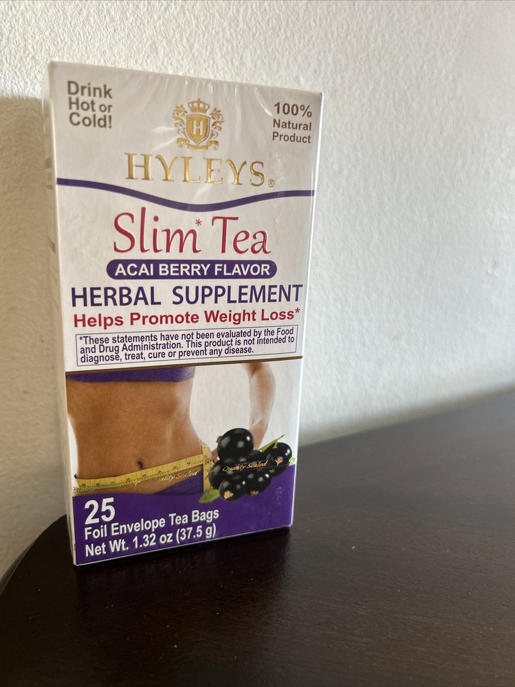 Hyleys Slim Tea Acai Berry Weight Loss Herbal Supplement Cleanse & Detox 25ct-image