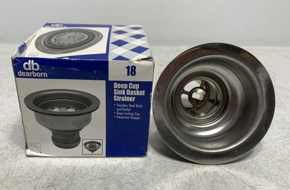 Dearborn 18 Sink Basket Strainer Stainless Steel Deep Locking Cup