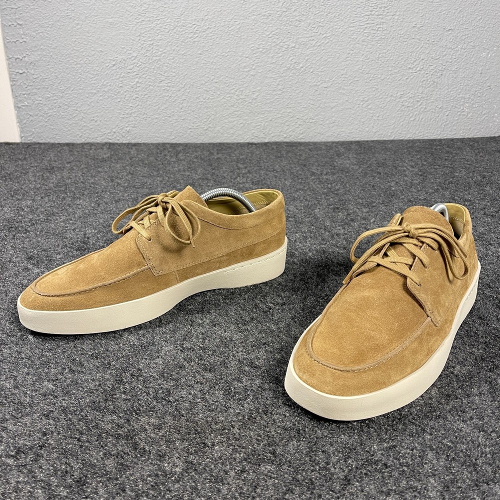 Vince Mens Suede Lace Up Sneakers Size 9.5 Tan Moc Toe Casual Low Top Shoes